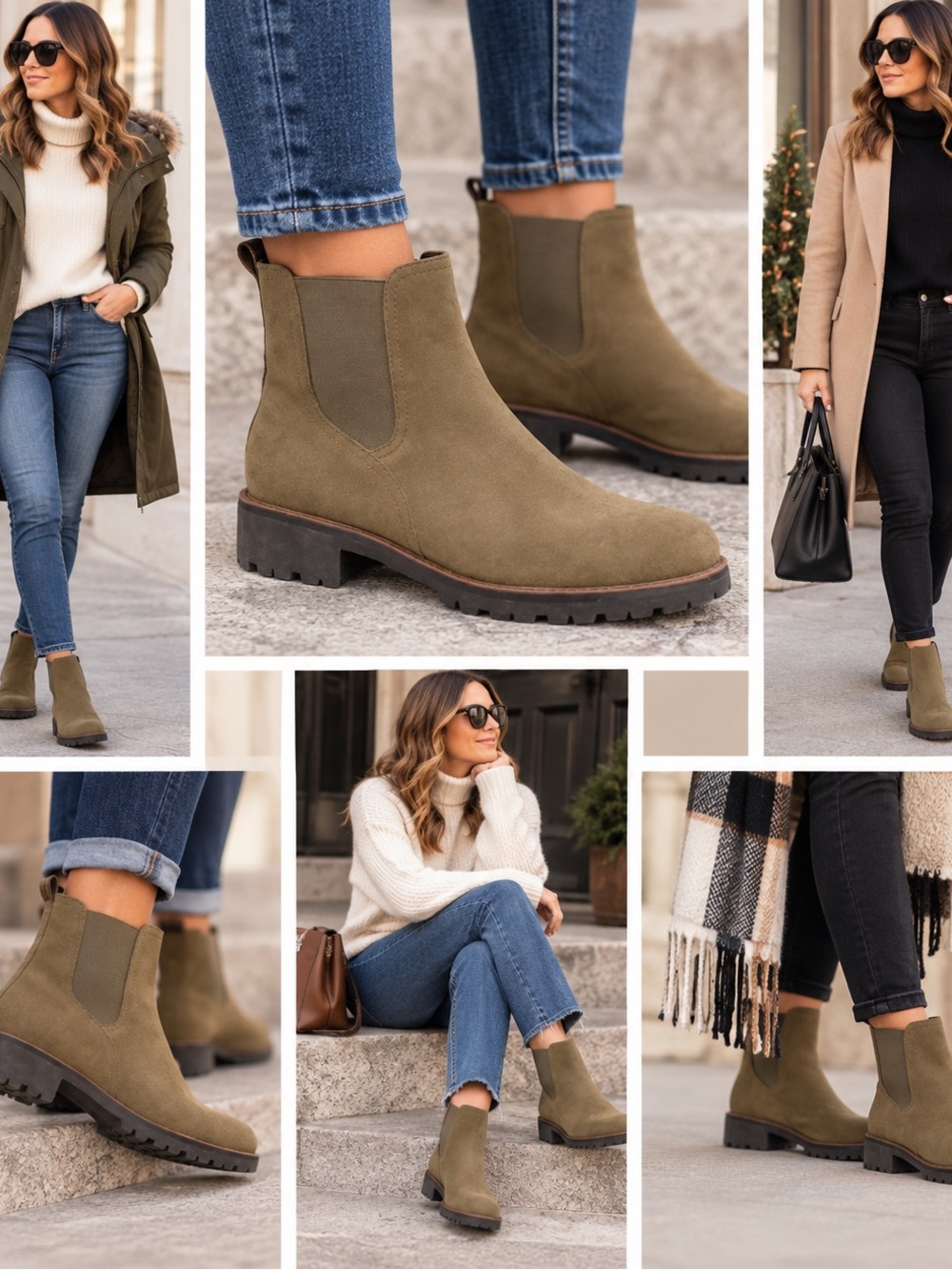 Sam Edelman Jaclyn Waterproof Suede Chelsea Boots Tan Brown Size 8